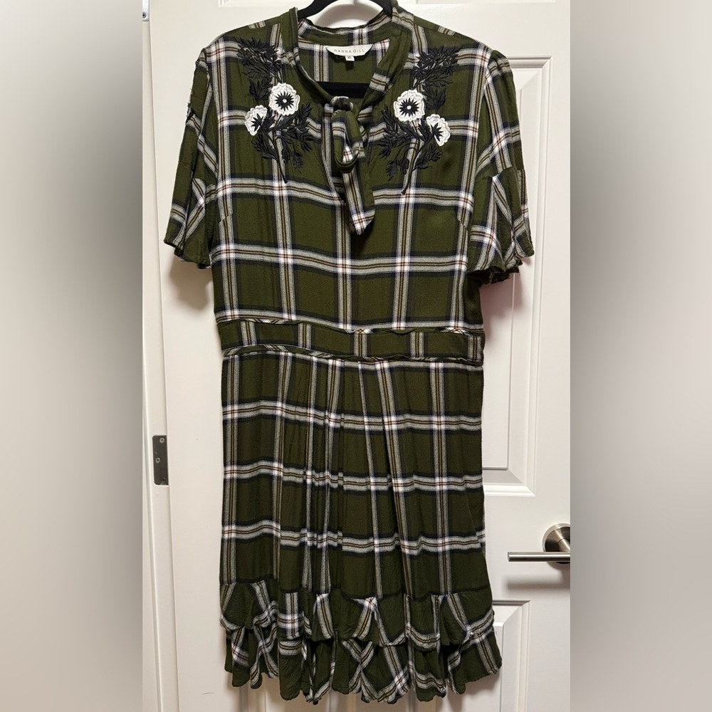 Ranna Gill Plaid Embroidered Dress